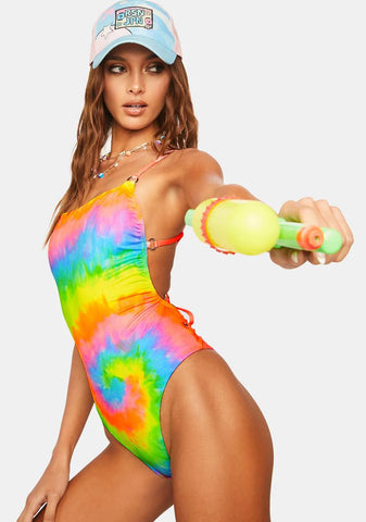 Painted Tie Dye One-Piece Swimsuit