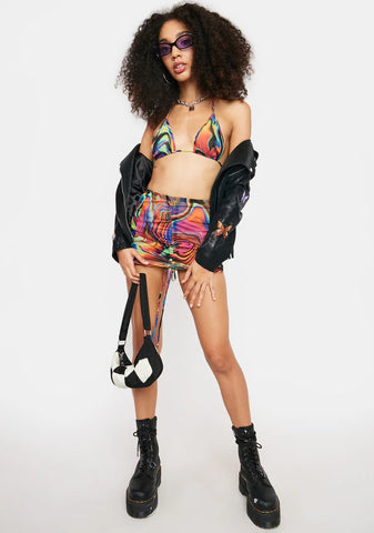 Trippy Hand On Heart Lace Skirt Set