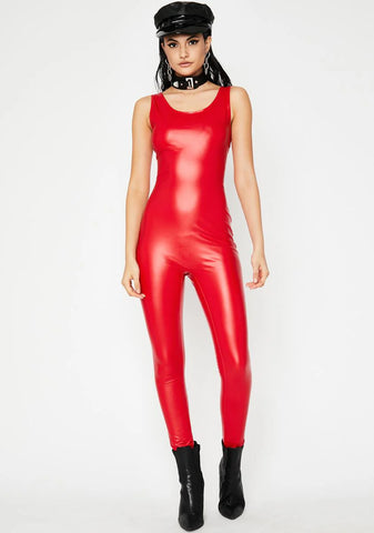 Cherry Hot Mess Coated Catsuit