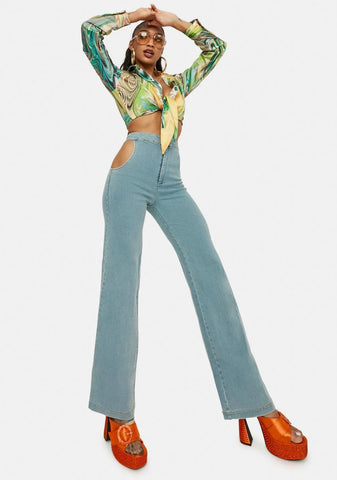 No Sneak Peeks Cutout Denim Jeans