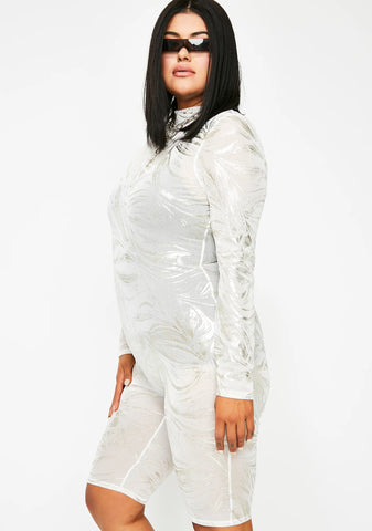 Lightening Silver Blaze Metallic Catsuit