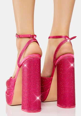 Hot Pink Satin Moonchild Platform Heels