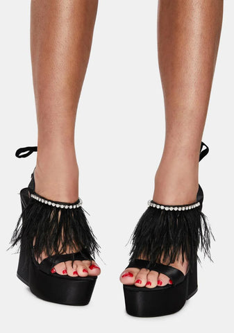 Noir Turn Up The Glam Feather Heels