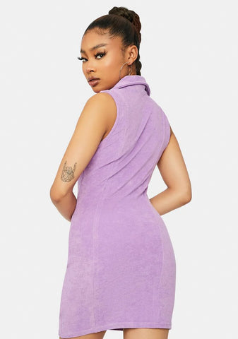 Lilac Up To You Terry Cloth Mini Dress