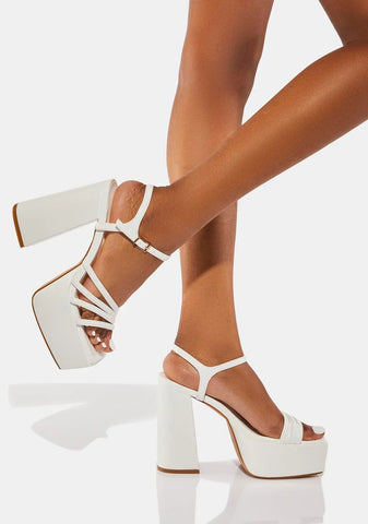 White Lily Platform Heels