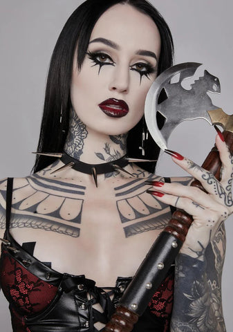 Extra Tall Silver Spiked Choker