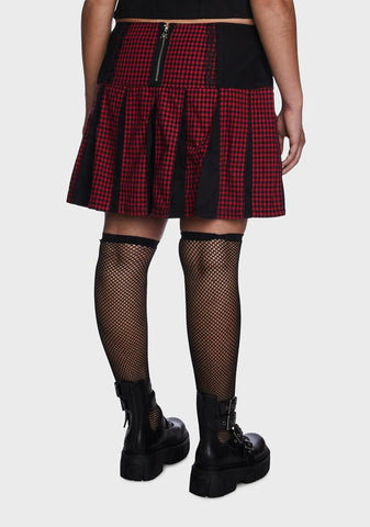 Plus Black And Red Bo Peep Pleated Garter Skirt