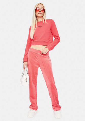 Bombshell Pink French Terry Long Sleeve Top