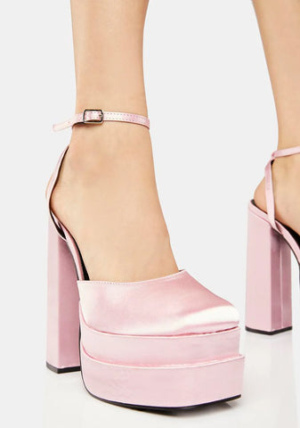 Pink Satin Moonchild Platform Heels