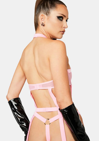 Criss Cross Halter Neck Mesh Bra Lingerie Set