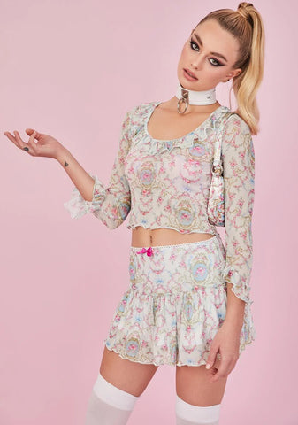 Room Of Wonders Mesh Ruffle Top