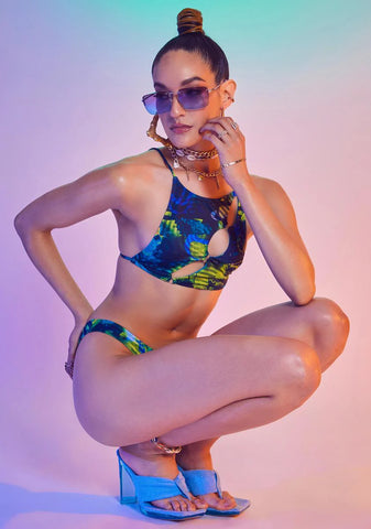 Abstract Burn Print Recycled Bikini Top