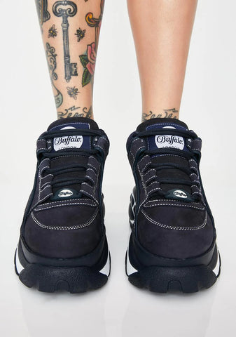 Navy Classic Low Leather Sneakers