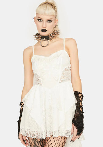 White Lace High-Low Dress