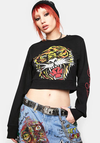 Tiger Head Cropped Sweatshirt