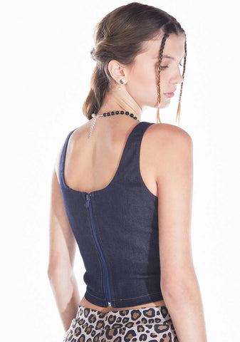 Happier Now Denim Corset Top