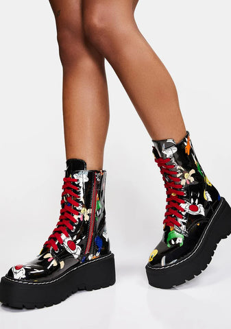 Tooning In Printed Combat Boots
