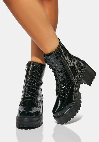 Osage Croc Combat Boots