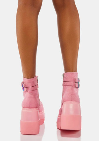 Pink Suede Technopagan Boots