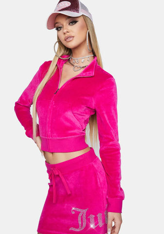 Pink Velour Track Jacket