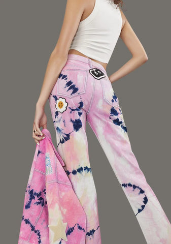 Twisted Rhythm Patched Tie Dye Jeans