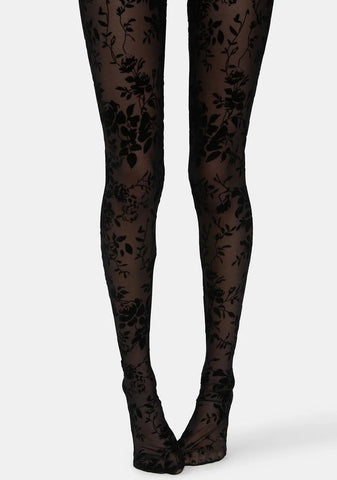Tug My Heartstrings Floral Tights