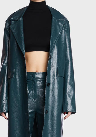 Roz Faux Leather Longline Coat