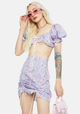 Vacation Made Floral Ribbon Tie Skirt Set