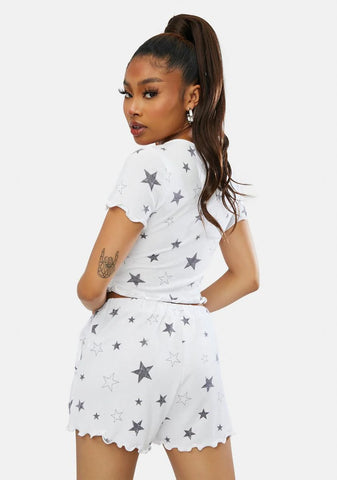 Text Ur Ex Star Lettuce Hem Shorts