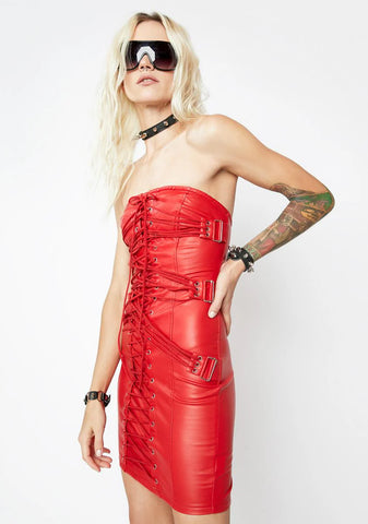 Hot All The Lovers Lace Up Mini Dress