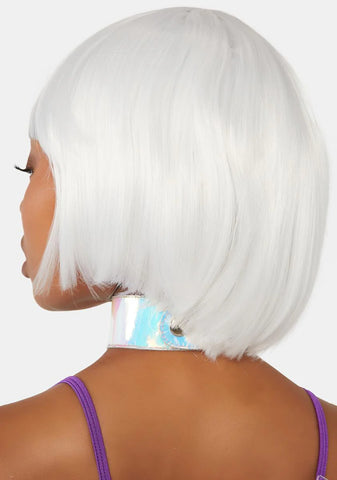 White Bob Wig With Bangs