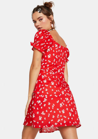 Cherry Simple Breeze Floral Mini Dress
