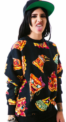 Pizza Pie Face Crew Pullover Sweatshirt
