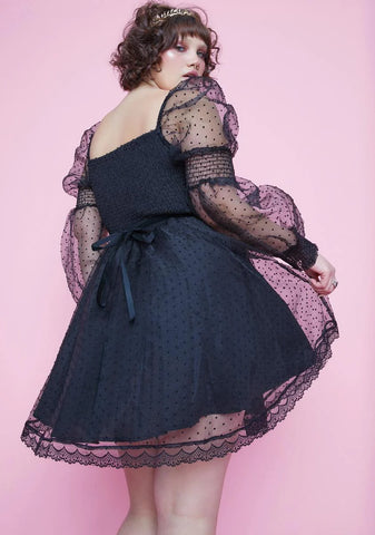 Hidden Echo's Chambers Swiss Dot Babydoll Dress