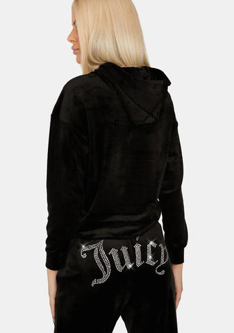 Liquorice Oversized Big Bling Velour Hoodie