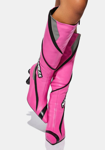 Pink Vegan Dick Heel Motocross Boots