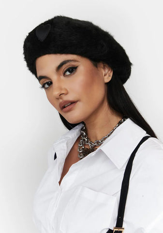 Ain't Easy Being Spooky Fuzzy Heart Beret