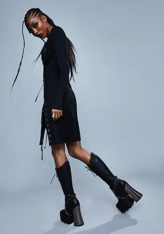 Fallen Kingdom Lace Up Dress