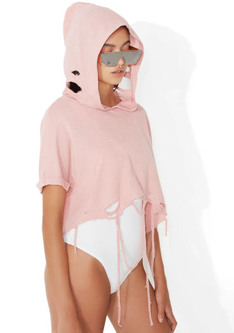 Total Knockout Distressed Crop Hoodie