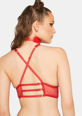 Red Medusa Embroidered Bralette