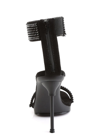 Chic-40 Platform Ankle Strap Rhinestone Sandals-Black