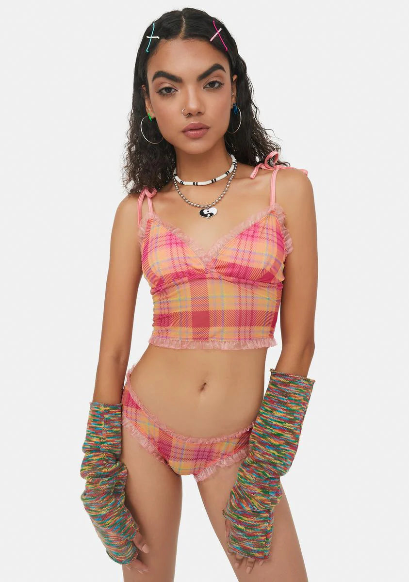 Chasing Sunshine Plaid Lingerie Set