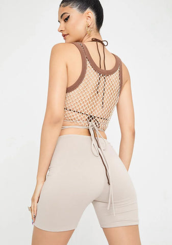 Latte Chill Truths Wrap Biker Shorts