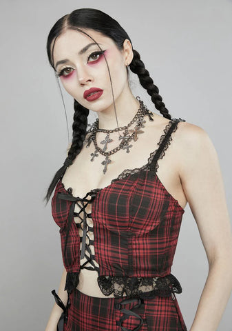 Devious Charm School Dropout Plaid Cami