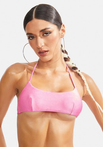 Pink So Fly Halter Bralette Bikini Top