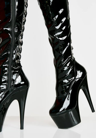 Adore-3063 Platform Thigh High Boots-Black