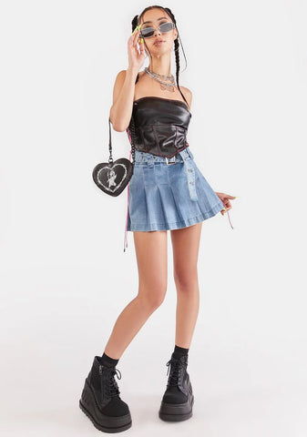 Stay Away Vegan Leather Corset