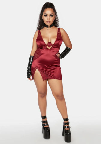 Plus Allegra Satin And Lace Babydoll