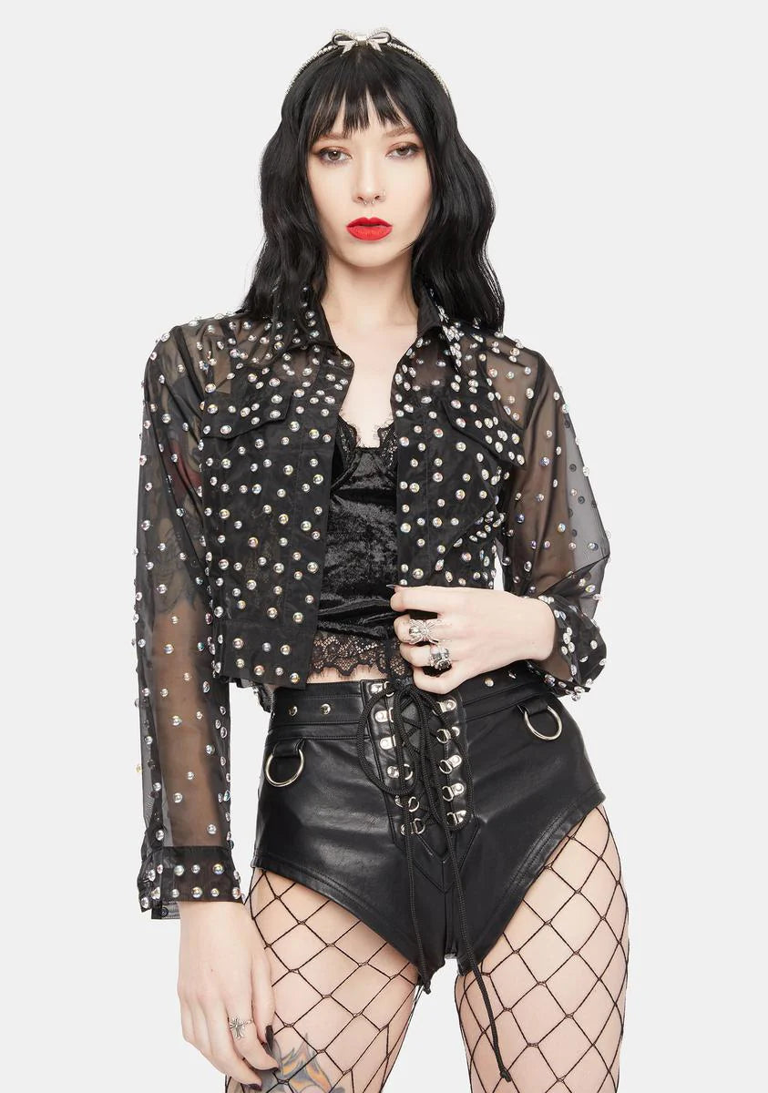 No Comment Mesh Crop Jacket