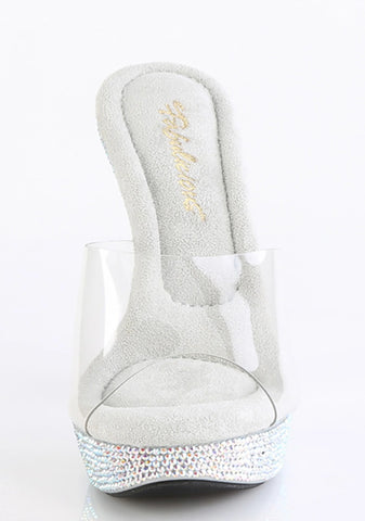 Cocktail-501 Platform Rhinestone Slides-Silver